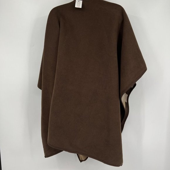 Woolrich Reversible Blanket Wrap Womens Brown Plaid One Size Poncho Cape - Picture 9 of 9